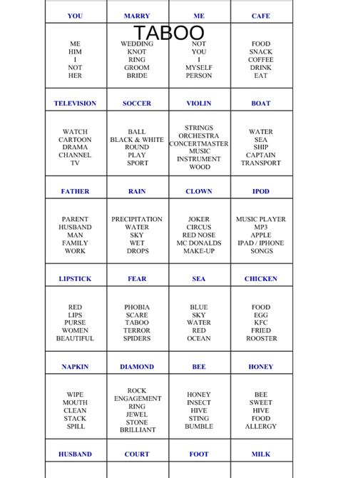 taboo word generator